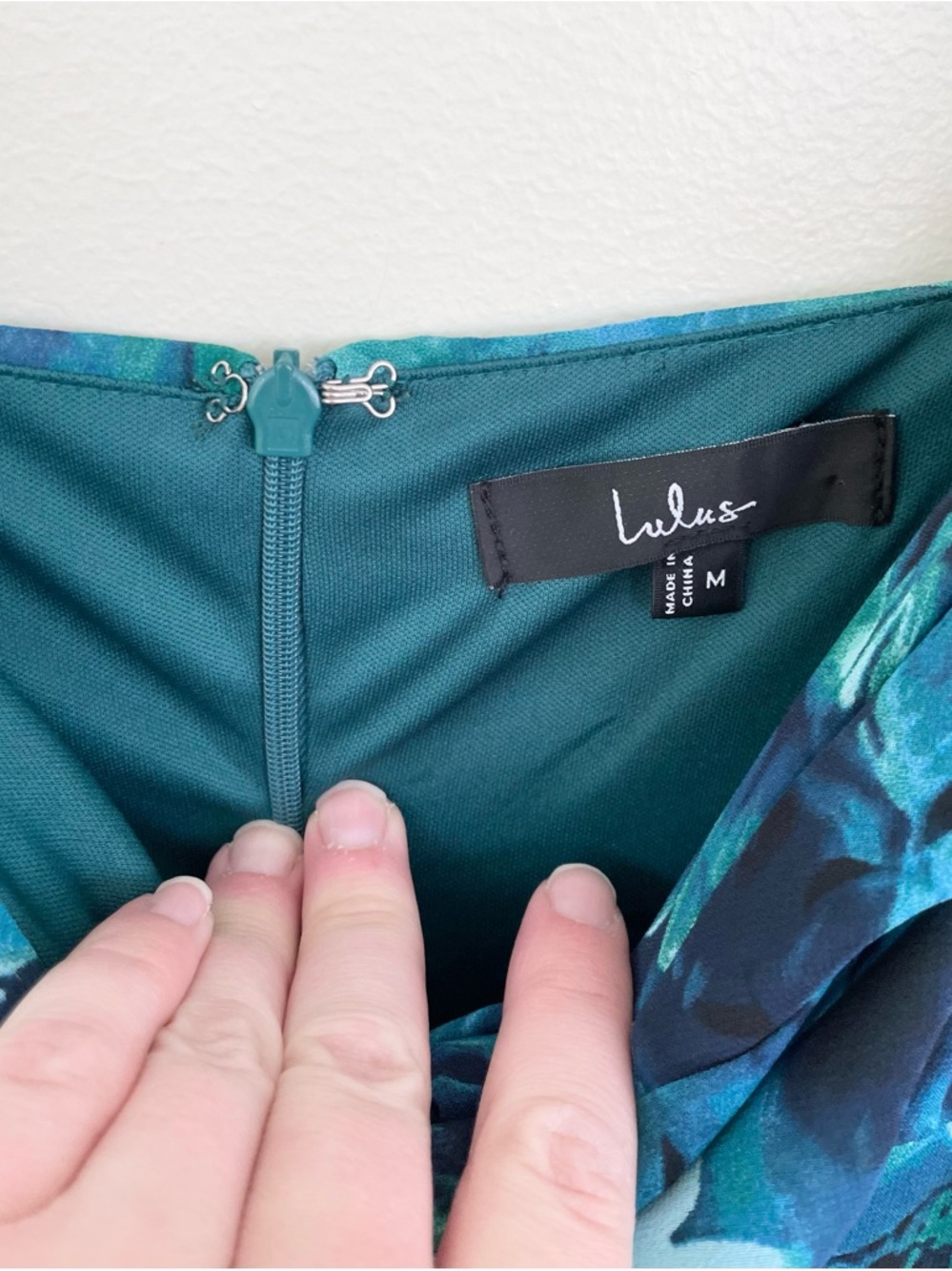 Lulu’s Beautiful Soul Teal Green Floral Print Twist-Front Maxi Dress M Medium - Picture 10 of 12